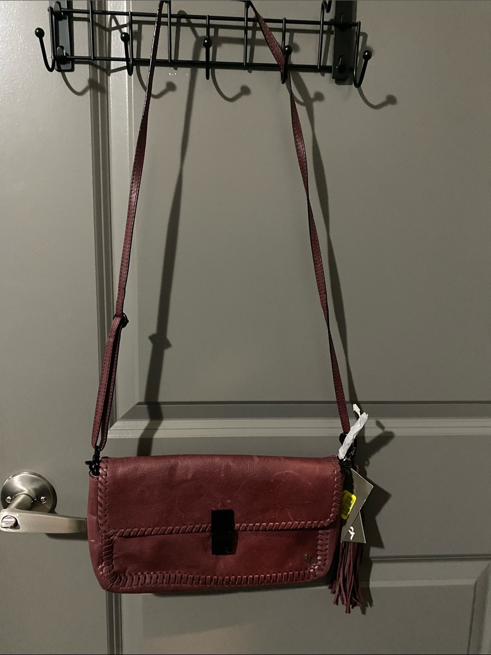 Elliott Lucca Burgundy Leather Crossbody with Tassel